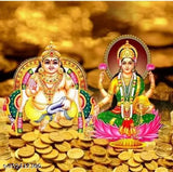 Crystal brass Lakshmi-Kuber idol for pooja, intricately designed Indian god home decor, 1" x 1" x 1" with fast results for wealth, prosperity, and good luck