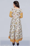 Flowery patched winter kurta with foil print, knee length
