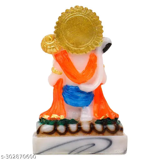 Multicolor marble Hanuman Idol sculpture, intricate detail, Indian artistry