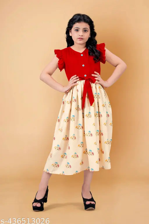 Floral crepe girls dress
