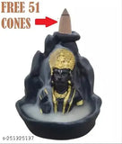 Poly resin Bajrangbali Hanuman ji Statue with Backflow Incense Holder, 8 cm x 11 cm x 10 cm, Indian handcrafted decor showpiece with 51 free incense cones