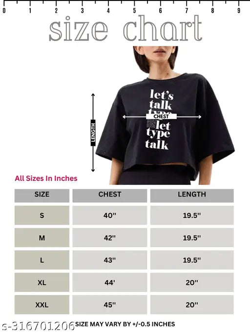 Black cotton blend round neck half sleeve crop top t-shirt for girls/women with printed net design, perfect for street style and relaxed vibes. Non-shrinkable and non-fadable. Machine washable