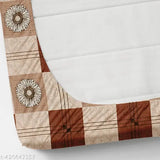 New Trending Elastic Cotton Geometric Double Bedsheet, 310 thread count, 72x72 inches, 2 pillow covers