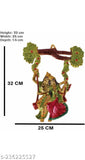 Metal Radha Krishna jhula hanging Meena idol set, 25cm x 32cm x 1cm, for home, temple, office and gifting purposes. Indian made, symbolizing luck, happiness, and prosperity