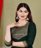 Rayon embroidered solid gown kurta, three-quarter sleeves, women's fashionable Indian attire on mannequin