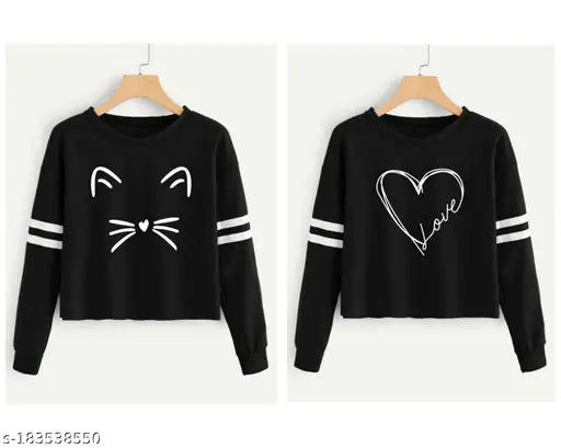 Stylish printed full sleeve cotton blend t-shirt in various sizes (S34, M36, L38, XL40), trendy and alluring