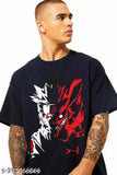 Classic black cotton blend men's t-shirt, printed net pattern, short sleeves, oversized fit, M - XL, Uma Fashion, India