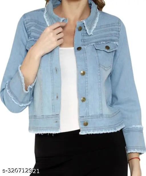 Blue denim jacket with double zipper front, combo of 2 jackets for girls or kids