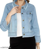 Blue denim jacket with double zipper front, combo of 2 jackets for girls or kids