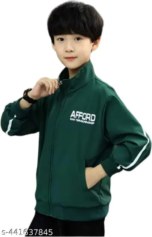 Boys light blue jacket with black lining and white lqht print