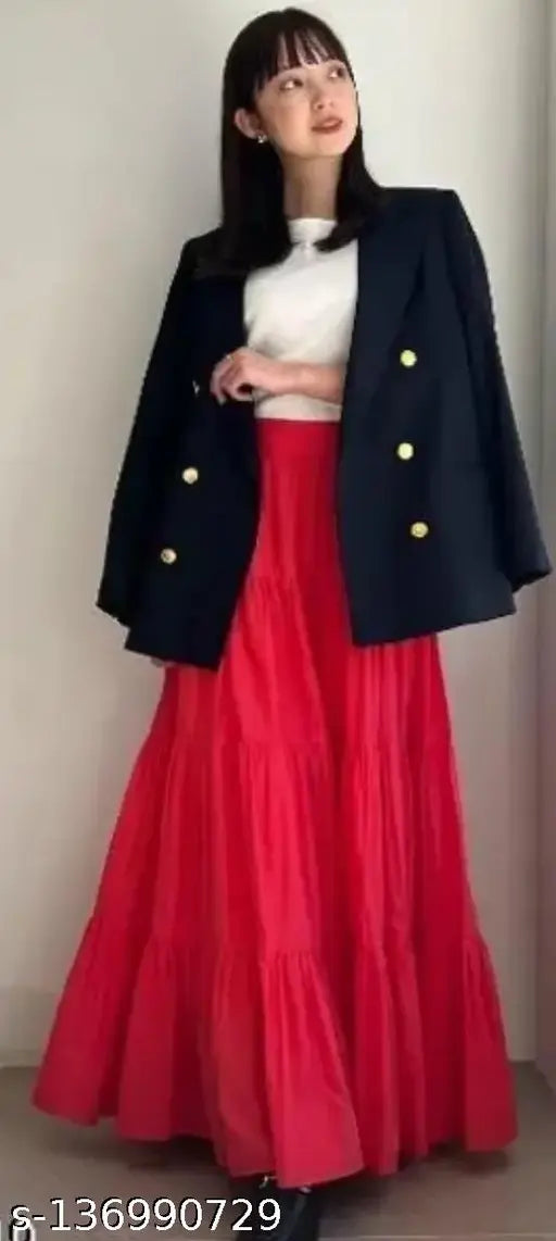 Rayon western skirt for women, fashionable and trendy solid net, size 26, 28, 30 (waist 50in, length 30in, hip 25in)