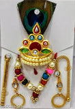 Multicolor metal Krishna Idol, Sikarwar Traders NO03 100 Pittal Laddu Gopal Statue with pushak, 8cm Brass showpiece