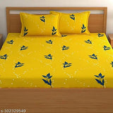 Glace cotton elastic fitted bedsheet with floral design & matching pillow cover - upgrades double bed with style & comfort