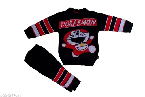 Woolen kids winter wear set (6-12 months): Boys sweater T-shirt & full pants, soft and lightweight for playful comfort