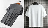 Trendy micro polyester round neck half-sleeves t-shirts, pack of 2 in men's sizes M, L, XL. Indian-made fashion wear for modern men