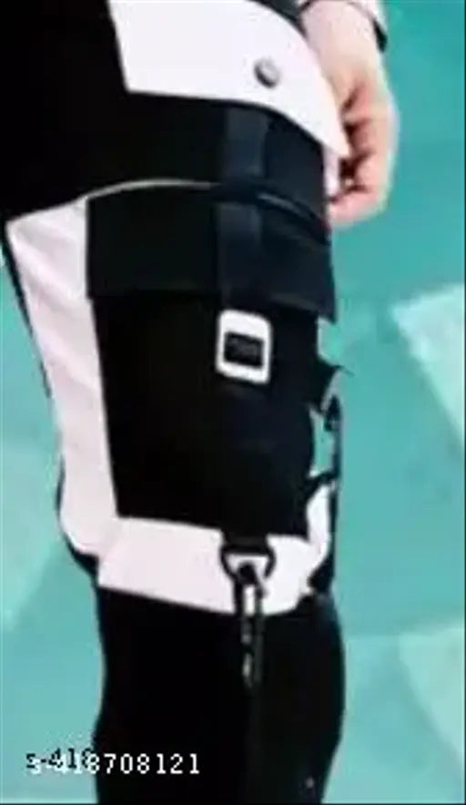 Black cargo pants with adjustable straps