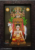 Synthetic resin, 9x12-inch Indian photo frame featuring divine blessing of Mantralayam Guru Sri Raghavendra Swamy and Panchamukhi Hanuman Maruti