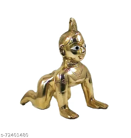 Brass Neoclassical ashtadhatu of Lord Krishna and Lady Radha, height 35 inches