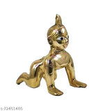Brass Neoclassical ashtadhatu of Lord Krishna and Lady Radha, height 35 inches