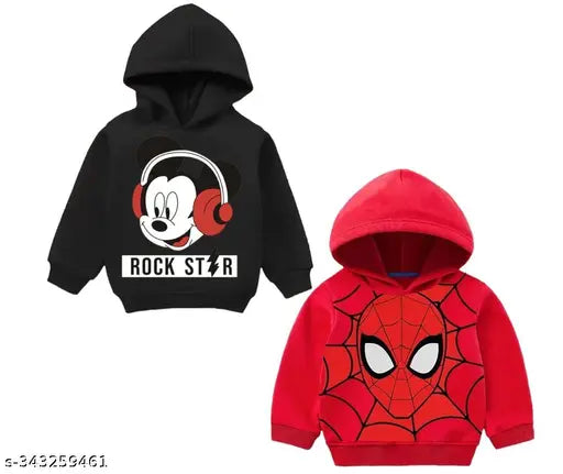 Cotton Kids Hoodies Pack of 2, printed net design for versatile play and comfort