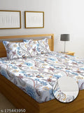 Premium 180TC Supersoft Cotton Geometric Bedsheets, double bed with all-around elastic, for 78x72+10 Mattress