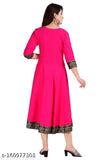 Rayon Anarkali Kurta - Solid, Three-Quarter Sleeve, Indian Designer Kurti for Party or Festive Wear