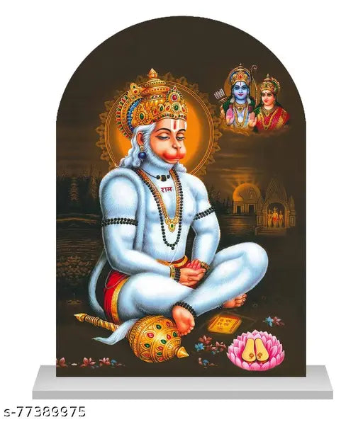 Multicolor acrylic Hanuman idol, ideal for car dashboard or home decor. Perfect spiritual gift item and showpiece for Bhagwan temple or office study table