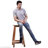 Matty fabric, polycotton half-sleeve polo t-shirts for men in peach, black, and grey. Plus sizes available (S to 6XL), ideal for all occasions