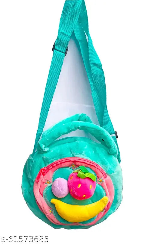 Cartoon patterned sling bag, baby blue with floral embroidery, casual tote