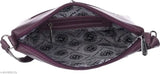 Purple cross body sling bag with American stitch design