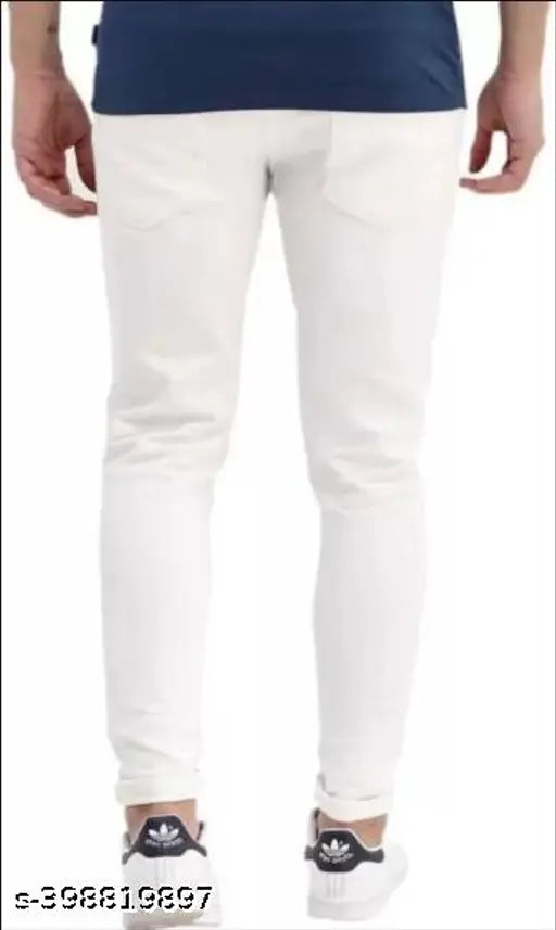 Monk Premium White Denim Men's Jeans, solid pattern, perfect fit for any occasion, size 28, 30, 32, 34, or 36. Made in India