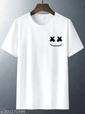 Polyester printed short-sleeve t-shirt in vibrant design, size N, made in India