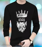 Black polycotton long sleeve men's t-shirt with printed design, casual look