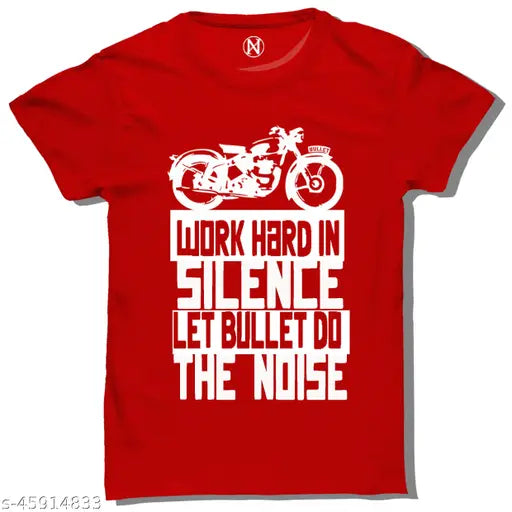 Classic retro men's cotton t-shirt with biker print - short sleeves, S-36in, M-38in, L-40in, XL-42in
