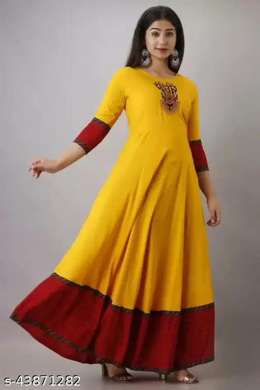 Yellow and red saree with gold border, short sleeve design