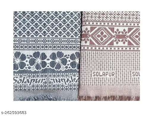 Cotton Thoshika Solapur chadar pack of 2, vibrant ethnic motifs, free size