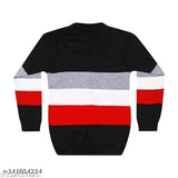 Multicolor wool sweater for boys, soft colorblocked design on long sleeves. Whether strolling city or fireside, ultimate companion. India origin