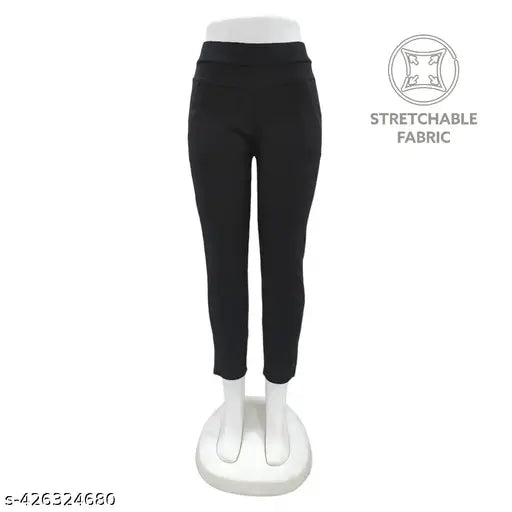 Lycra solid jeggings formal pant, stretchable & skin-friendly, high-quality elastic waistband, Indian origin