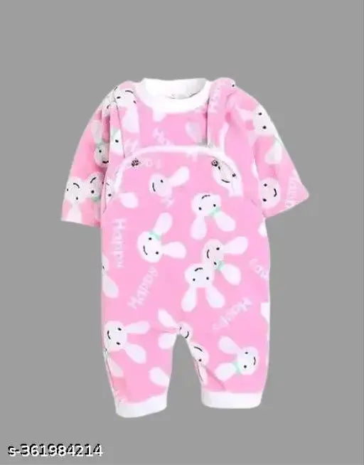 Wool printed dungaree suit for newborn kids - winter clothes, smart casual style in long sleeves
