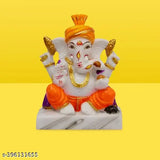 Multicolor polyresin Ganesh idol (12 cm) for home decor or office - Indian artisan crafted, symbolizing wisdom & good fortune