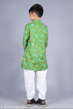 Cotton printed kurta and pants set for kids (3-4 years), Indian print design on straight-cut pyjamas, long sleeves, made in India