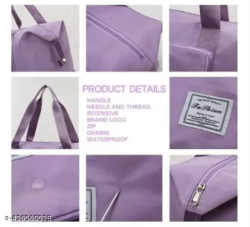 Onion pink foldable travel duffel bag, large capacity, lightweight, waterproof, with zip closure and multiple card slots