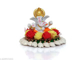 Multicolored, handcrafted 76cm Pagdi Ganesha Idol for home décor, car dashboard showpiece. High-quality poly resin figurine with intricate detailing, ideal for religious festivals and housewarmings