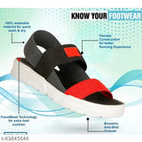 Red and black sport sandal with cushioned insole for daily wear