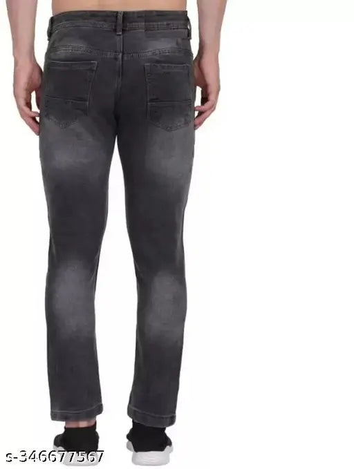 Cotton blend grey jeans, Comfits men's dyed/washed plain jeans for any occasion, size 28-36 (28in x 40in - 36in x 41in)