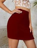 Maroon-vine sparkling rhinestone party skirt with 4-way stretch, sizes 28-36, India origin