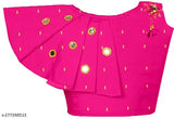 Embroidered taffeta silk Lehenga for kids parties, 4-5 years, sleeveless, mirror work & cotton dupatta