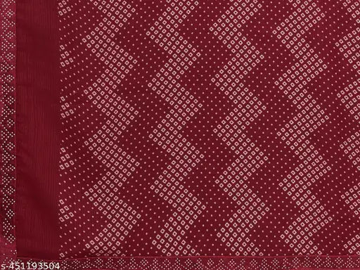Women's saree with lace fabric, maroon color, long length