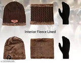 Wool winter cap and gloves set, one-size stretchable beanie for both genders, modern style, comfortable and warm