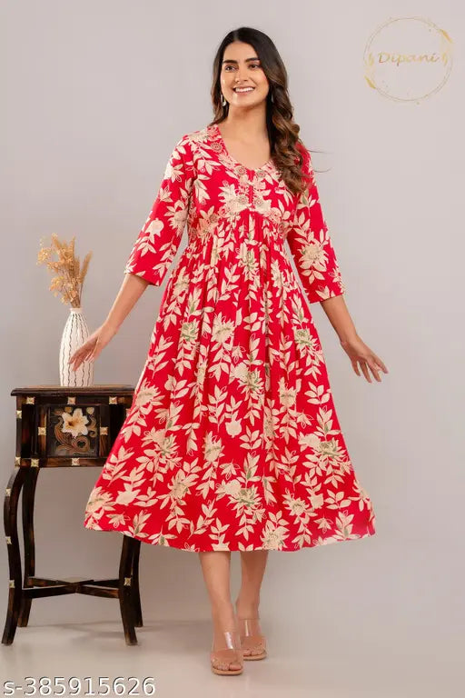 Rayon embroidered anarkali kurti set, S-50 sizes, Indian printed combo